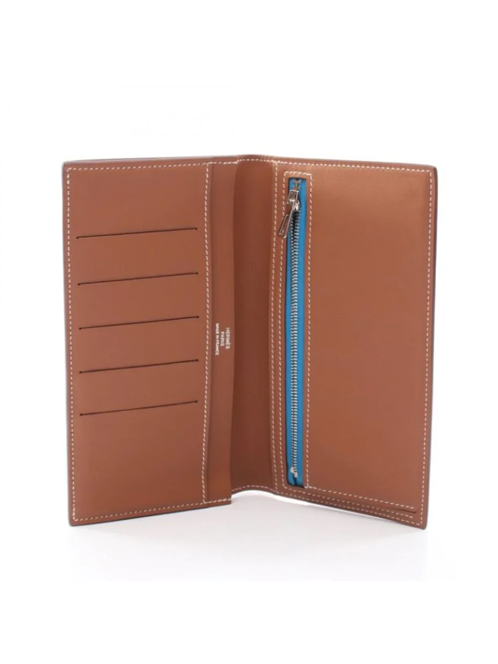 Hermes Bifold Wallet Citizen Twill Long Silk in Gold Leather